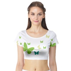 Butterfly Short Sleeve Crop Top