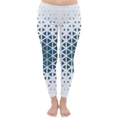 Business Blue Triangular Pattern Classic Winter Leggings by Mariart