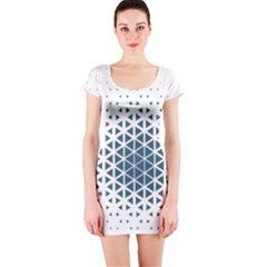 Business Blue Triangular Pattern Short Sleeve Bodycon Dress by Mariart