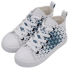 Business Blue Triangular Pattern Kids  Mid-top Canvas Sneakers