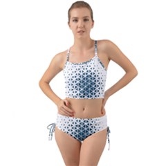 Business Blue Triangular Pattern Mini Tank Bikini Set