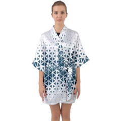 Business Blue Triangular Pattern Quarter Sleeve Kimono Robe by Mariart