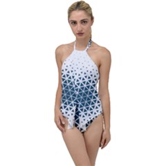 Business Blue Triangular Pattern Go With The Flow One Piece Swimsuit