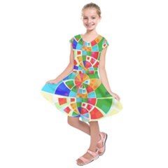 Circle Background Kids  Short Sleeve Dress