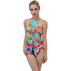 Circle Background Go with the Flow One Piece Swimsuit