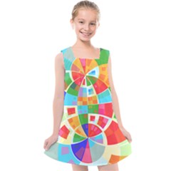 Circle Background Kids  Cross Back Dress