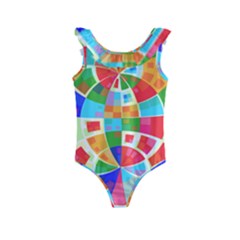 Circle Background Kids  Frill Swimsuit