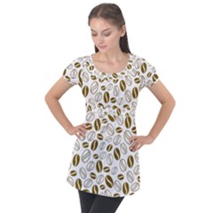 Coffee Beans Vector Puff Sleeve Tunic Top