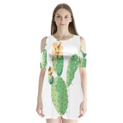 Cactaceae Thorns Spines Prickles Shoulder Cutout Velvet One Piece by Mariart