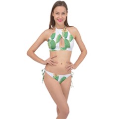 Cactaceae Thorns Spines Prickles Cross Front Halter Bikini Set by Mariart