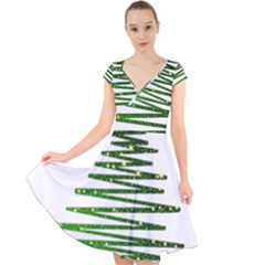 Christmas Tree Spruce Cap Sleeve Front Wrap Midi Dress