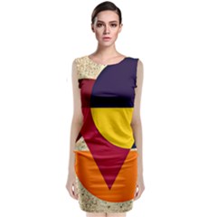 Circle Half Circle Colorful Sleeveless Velvet Midi Dress