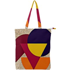 Circle Half Circle Colorful Double Zip Up Tote Bag