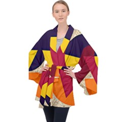 Circle Half Circle Colorful Velvet Kimono Robe
