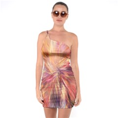 Color Background Structure Lines One Soulder Bodycon Dress