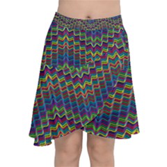 Decorative Ornamental Abstract Wave Chiffon Wrap Front Skirt by Mariart