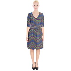Decorative Ornamental Abstract Wave Wrap Up Cocktail Dress