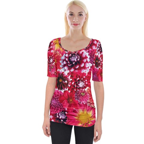 Blooming Wide Neckline Tee by WensdaiAmbrose