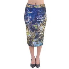 Under The Sea Velvet Midi Pencil Skirt