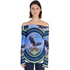Seal Of United States Navy Band Off Shoulder Long Sleeve Top by abbeyz71
