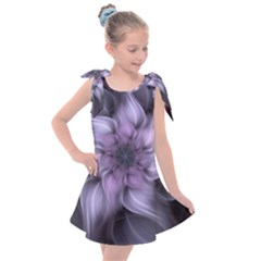 Purple Flower Windswept Kids  Tie Up Tunic Dress by JezebelDesignsStudio