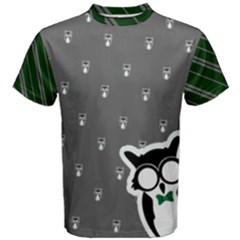 Green/Gray (pattern & Owl) Men s Cotton Tee