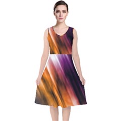 Rainbow Light V-neck Midi Sleeveless Dress  by JezebelDesignsStudio