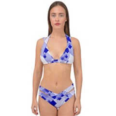 Geometric Double Strap Halter Bikini Set
