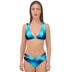 Blue Elliptical Double Strap Halter Bikini Set
