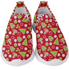 Christmas Paper Scrapbooking Pattern Kids  Slip On Sneakers by Mariart