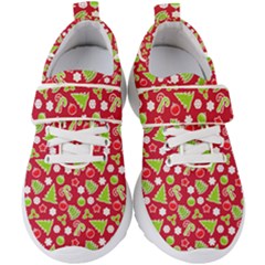 Christmas Paper Scrapbooking Pattern Kids  Velcro Strap Shoes by Mariart