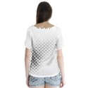 Geometric Abstraction Pattern V-Neck Flutter Sleeve Top View2