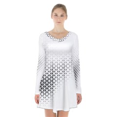 Geometric Abstraction Pattern Long Sleeve Velvet V-neck Dress