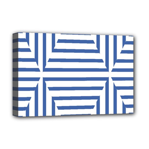 Geometric Shapes Stripes Blue Deluxe Canvas 18  X 12  (stretched)