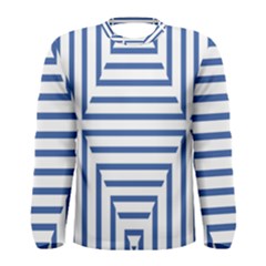 Geometric Shapes Stripes Blue Men s Long Sleeve Tee by Mariart