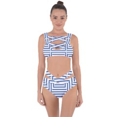 Geometric Shapes Stripes Blue Bandaged Up Bikini Set  by Mariart