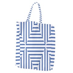 Geometric Shapes Stripes Blue Giant Grocery Tote