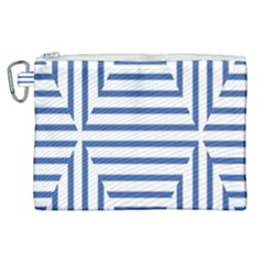 Geometric Shapes Stripes Blue Canvas Cosmetic Bag (xl)