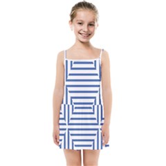 Geometric Shapes Stripes Blue Kids  Summer Sun Dress