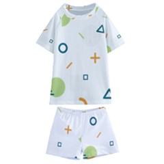 Geometry Triangle Line Kids  Swim Tee And Shorts Set