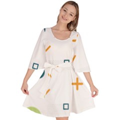 Geometry Triangle Line Velour Kimono Dress