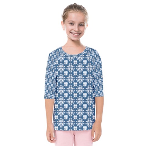 Flower Decorative Ornamental Kids  Quarter Sleeve Raglan Tee by Mariart