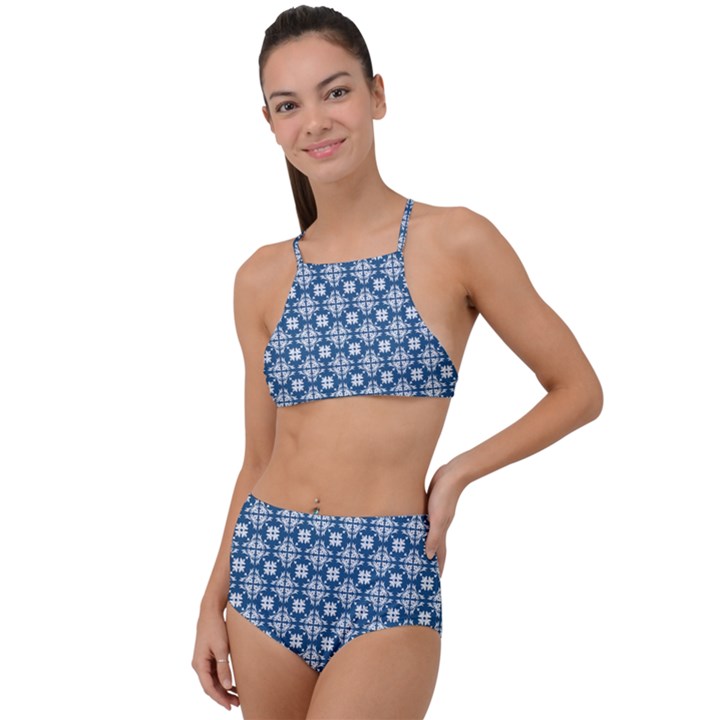 Flower Decorative Ornamental High Waist Tankini Set