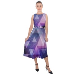 Geometric Triangle Midi Tie-back Chiffon Dress by Mariart