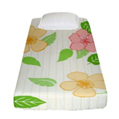 Flowers Leaf Stripe Pattern Fitted Sheet (single Size) by Mariart