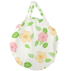 Flowers Leaf Stripe Pattern Giant Round Zipper Tote