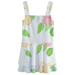 Flowers Leaf Stripe Pattern Kids  Layered Skirt Swimsuit by Mariart