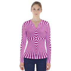 Hypnotic Psychedelic Abstract Ray V-neck Long Sleeve Top by Alisyart