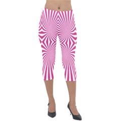 Hypnotic Psychedelic Abstract Ray Lightweight Velour Capri Leggings 