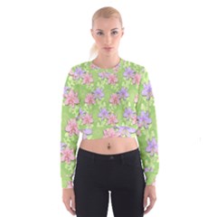 Lily Flowers Green Plant Cropped Sweatshirt